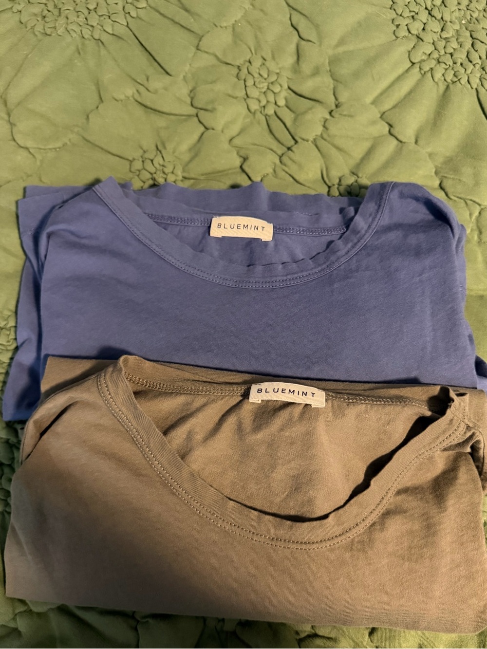 LOT OF 2 BLUEMINT Men’s Premium Pima Cotton Crewneck T-Shirts XL Blue Olive 2XL